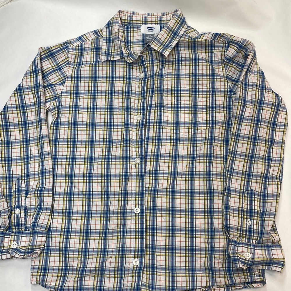 Old Navy Like New Plaid Button-up long sleeve shirt Size 10/12